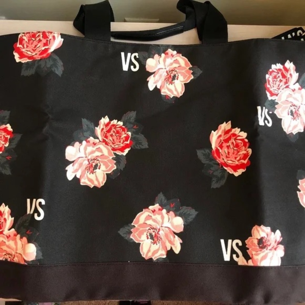 VS Black Floral Tote Bag